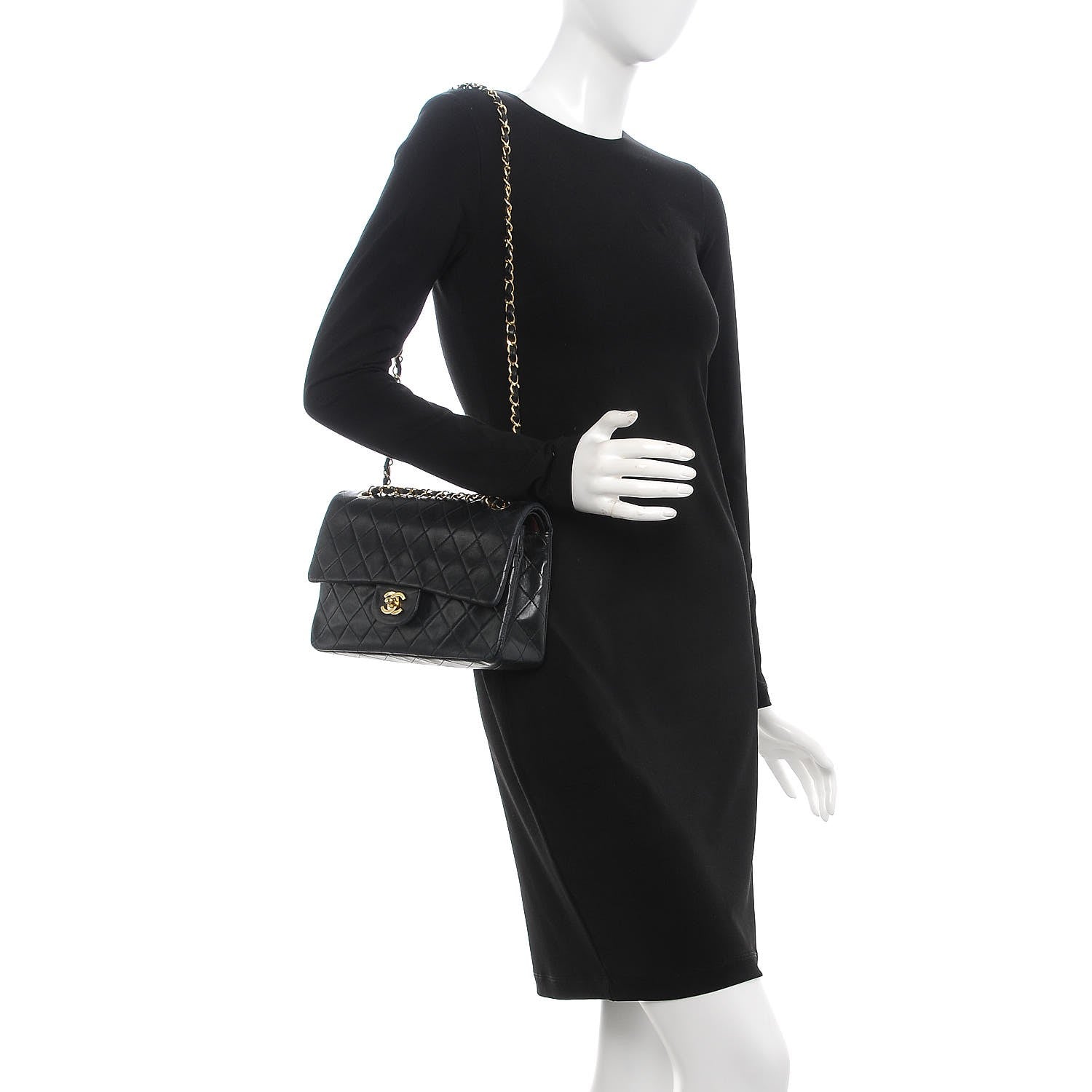 Chanel Lambskin Quilted Medium Double Flap Black 2 of 15