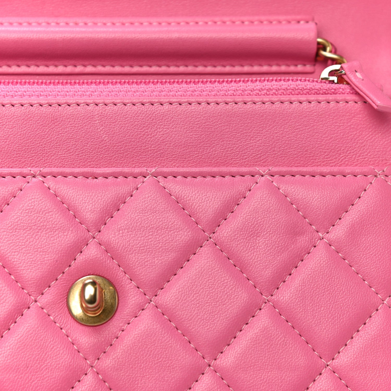 Chanel Lambskin Quilted CC Pearl Crush Wallet on Chain WOC Pink 12 of 18
