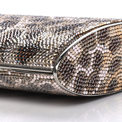Judith Leiber Crystal Leopard Minaudiere Clutch Silver Gold Brown 8 of 9