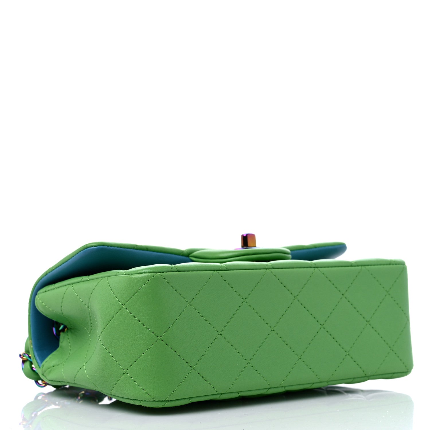 Chanel Lambskin Quilted Mini Rectangular Flap Green Blue 4 of 9