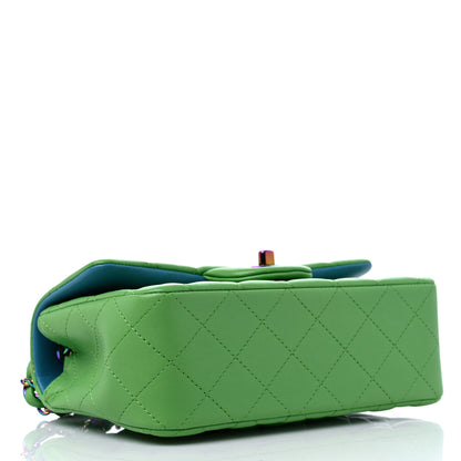 Chanel Lambskin Quilted Mini Rectangular Flap Green Blue 4 of 9