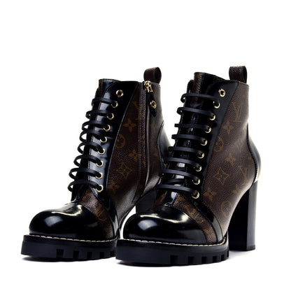 Louis Vuitton Patent Calfskin Monogram Star Trail Ankle Boots 39 Black 2 of 9