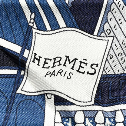 Hermes Silk Objets de Curiosite Scarf 90 Marine Rose Poudre 2 of 5