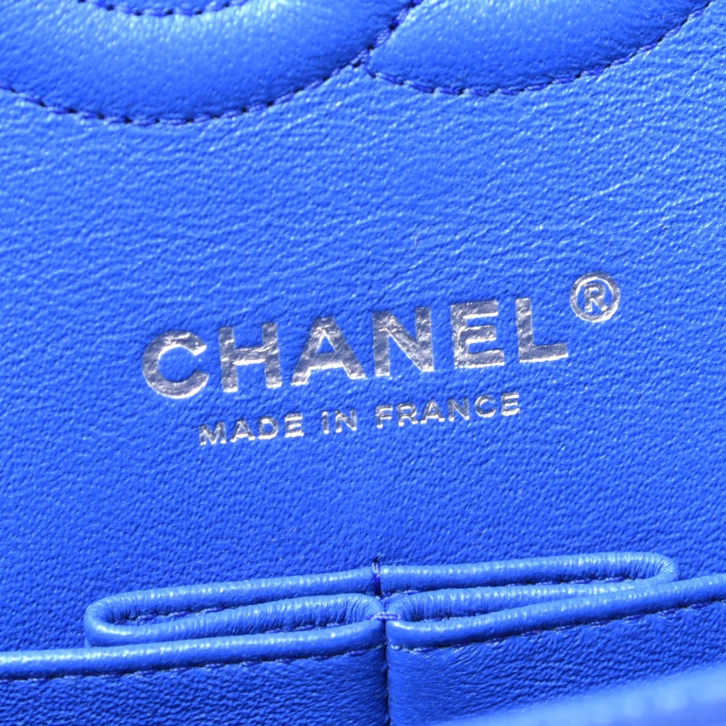 Caviar Quilted Medium Double Flap Blue