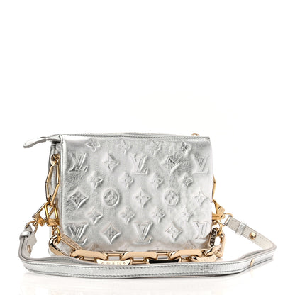 Louis Vuitton Satin Sequin Embroidered Monogram Coussin BB Silver 3 of 9