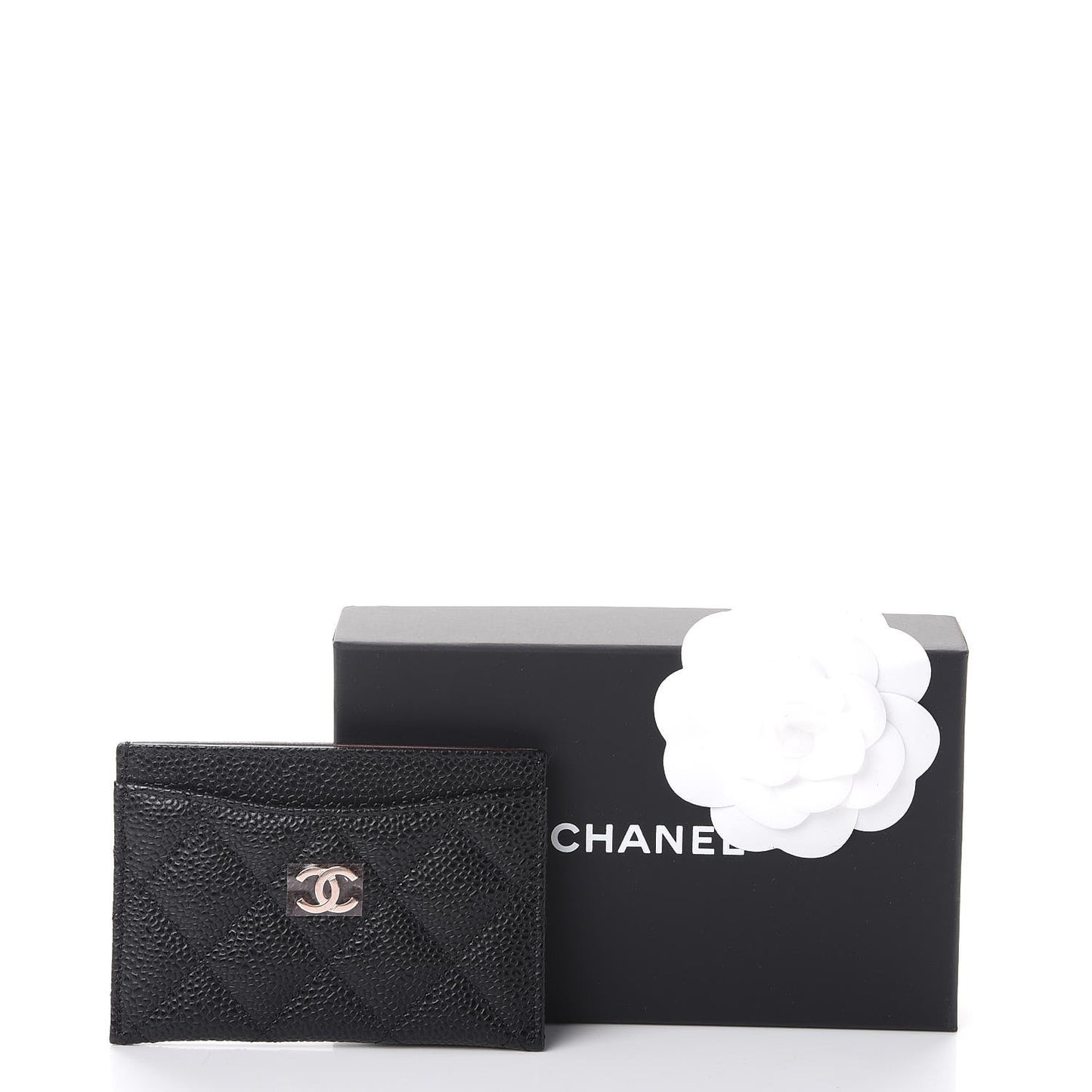 Caviar Quilted Card Holder Black