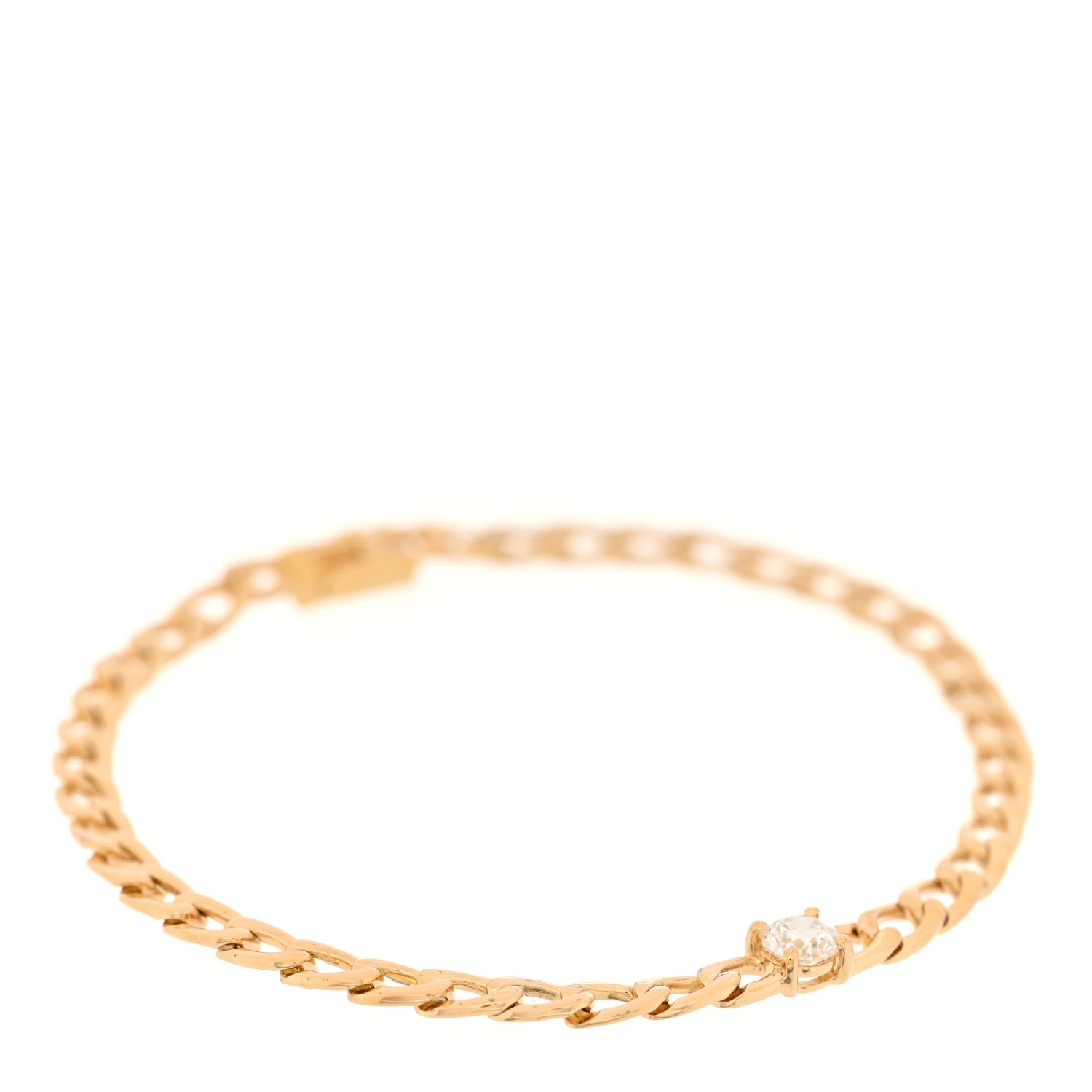 Anita Ko 18K Yellow Gold Diamond Round Center Medium Cuban Link Bracelet 1 of 4