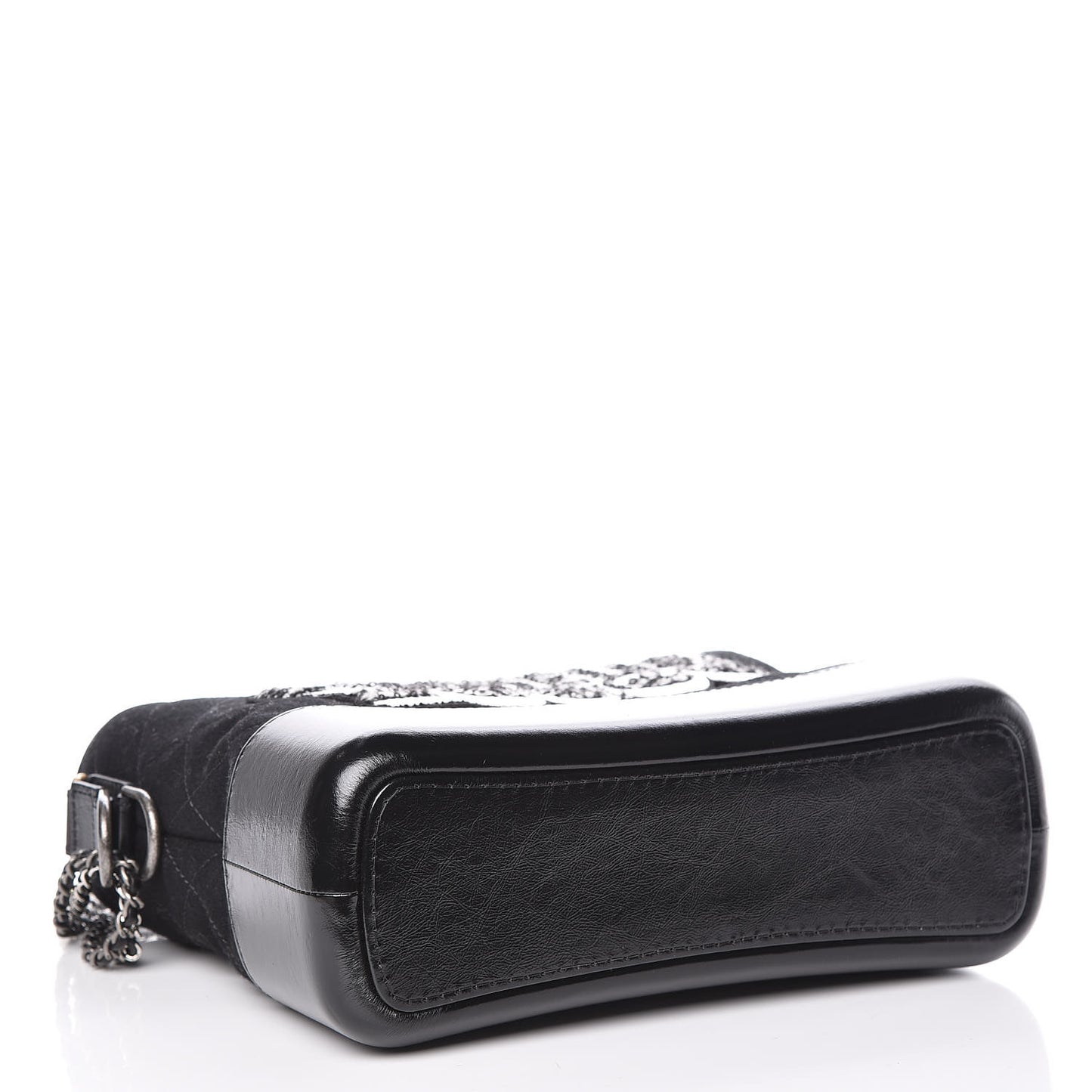 Felt Calfskin Quilted Medium Gabrielle Hobo Black