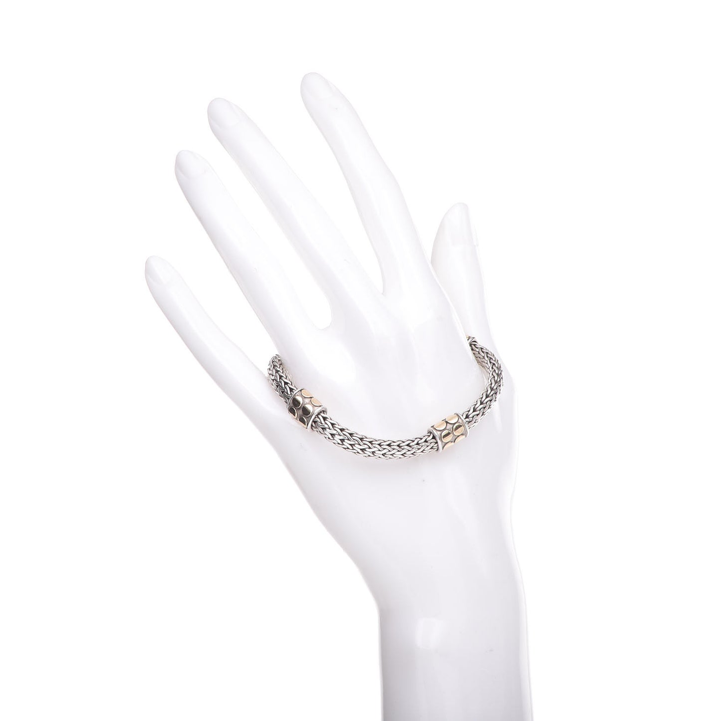 Sterling Silver 18K Yellow Gold Four Station Dot Classic Chain Bracelet