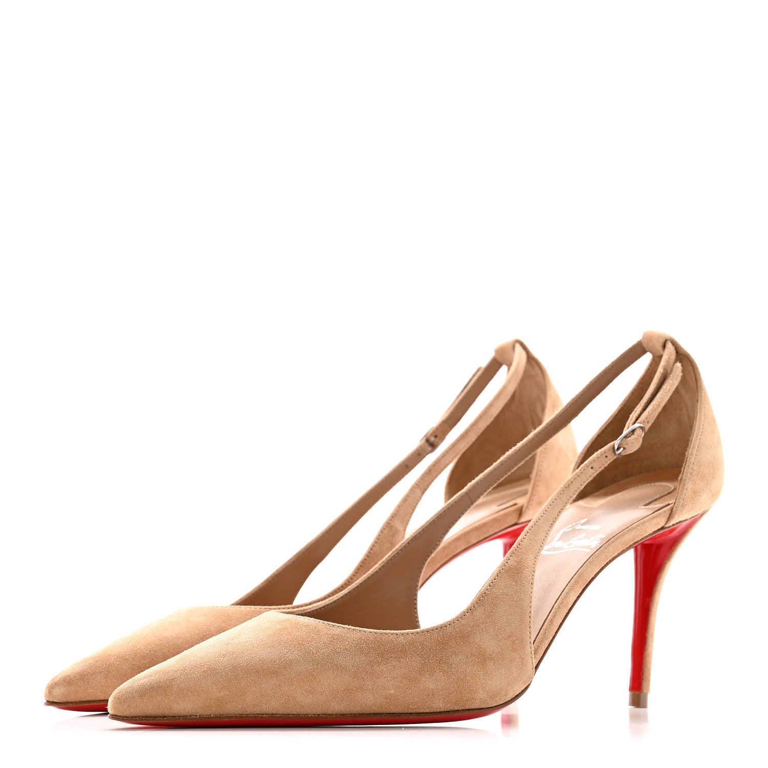 Christian Louboutin Veau Velours Cut Out Apostrophatoric 80 Pumps 38 Tan 4 of 13