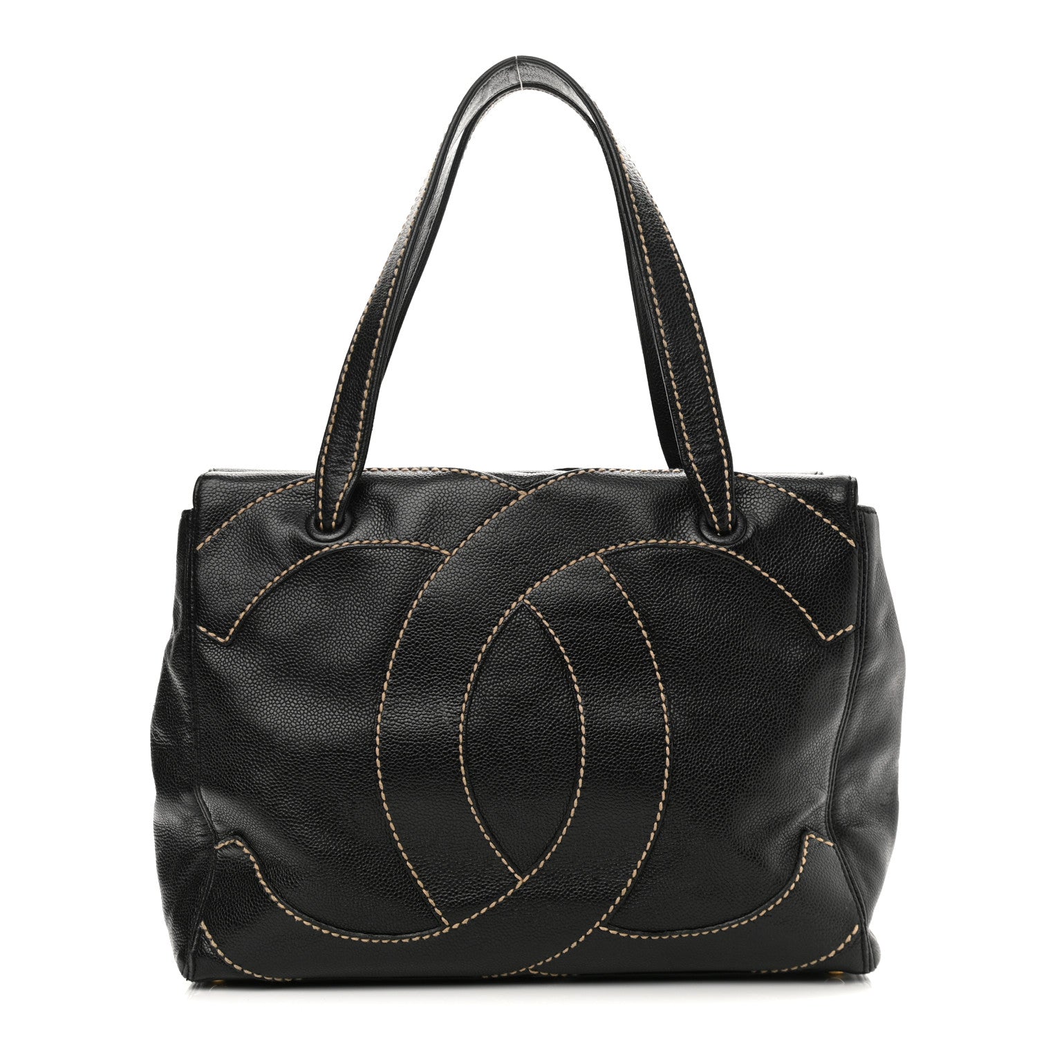 Chanel Caviar CC Stitched Small Tote Black 1 of 12