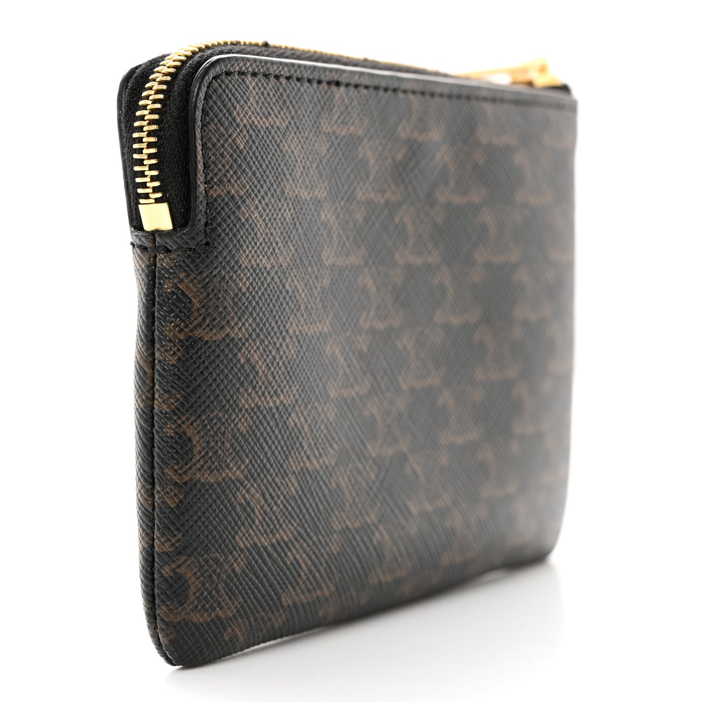 Triomphe Canvas Coin and Card Pouch With Hook Black