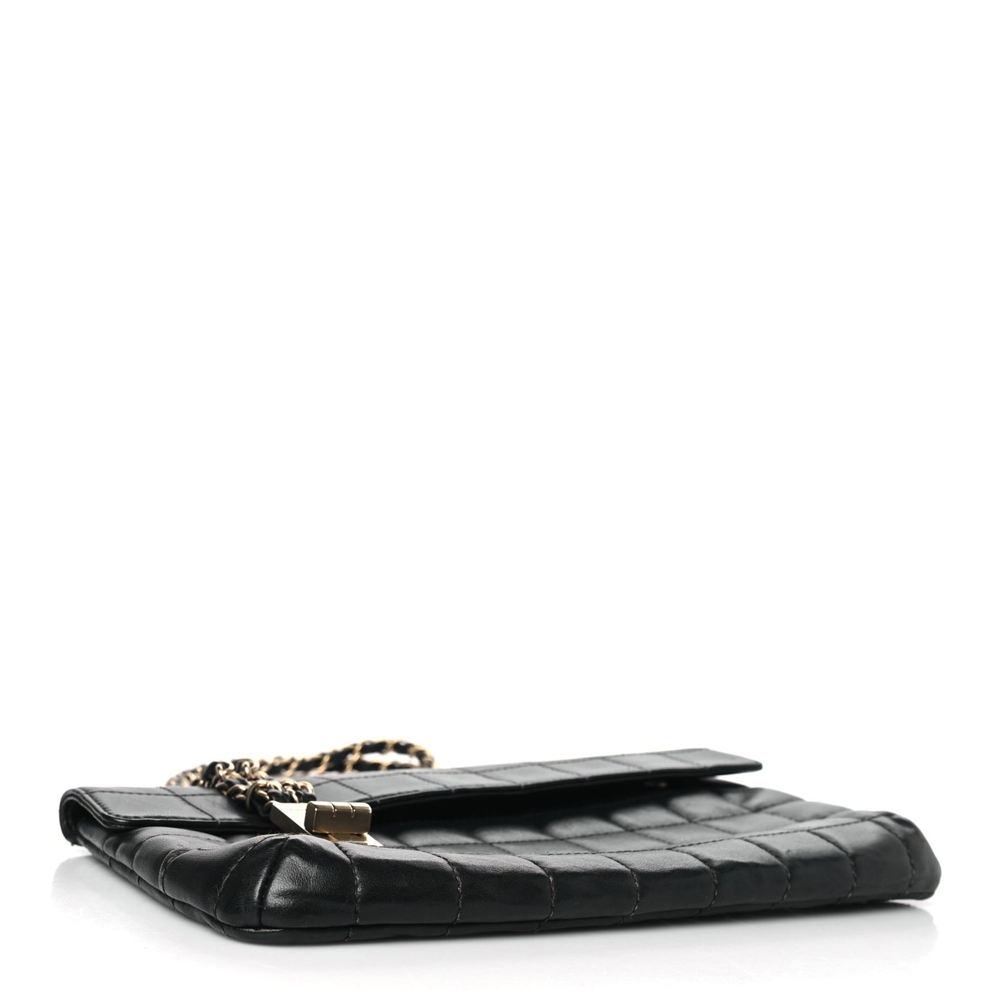 Lambskin Chocolate Bar Mademoiselle Flap Shoulder Bag Black