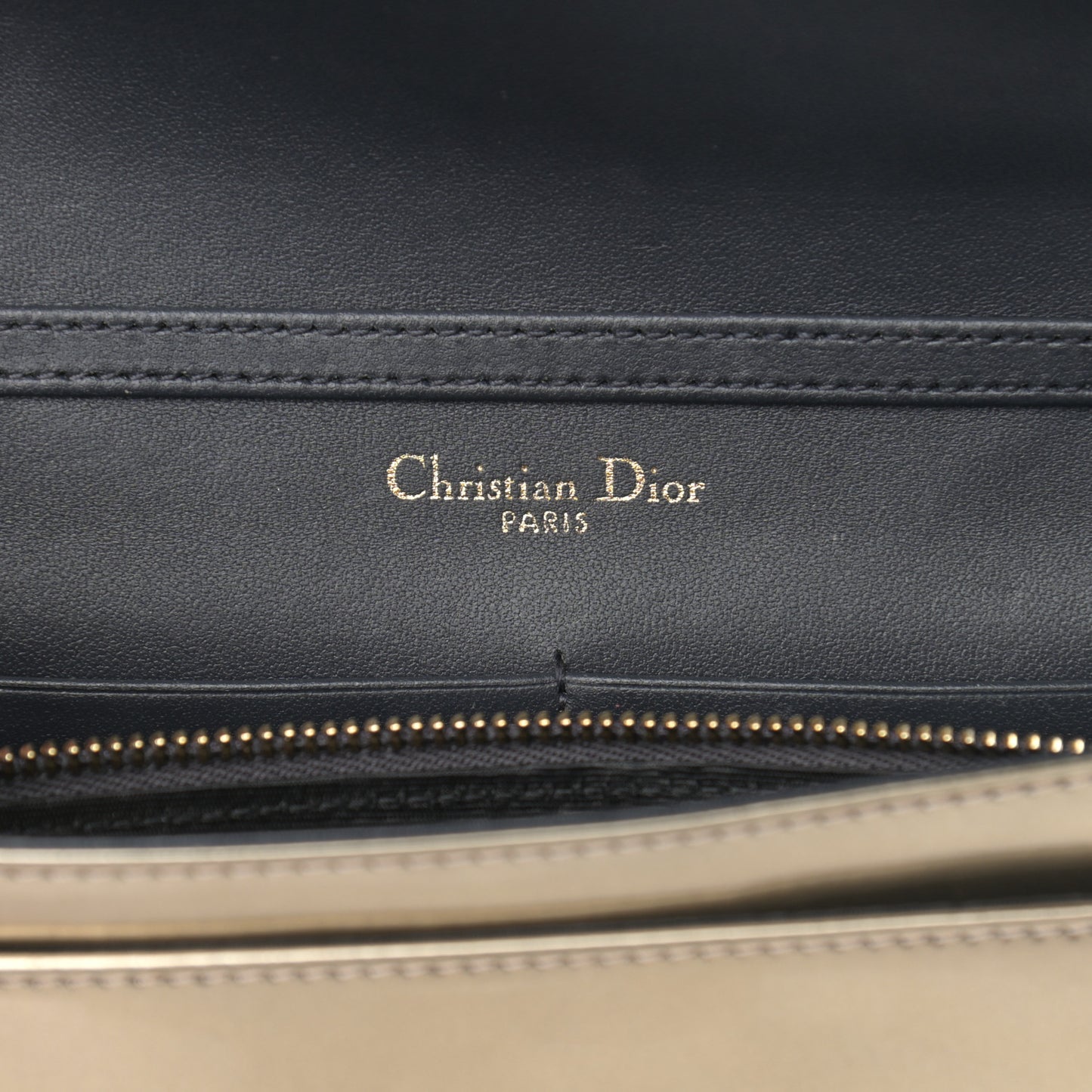 Metallic Patent Micro-Cannage Diorama Wallet on Chain Pouch Gold