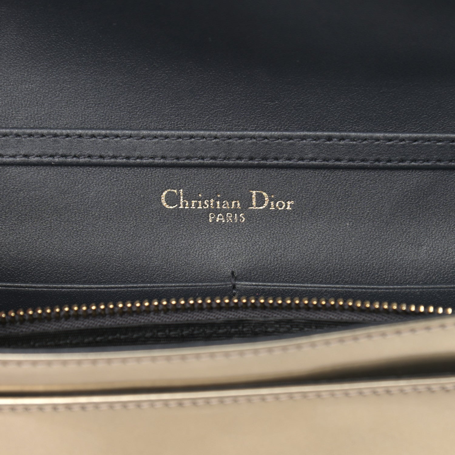 Christian Dior Metallic Patent Micro-Cannage Diorama Wallet on Chain Pouch Gold 5 of 14