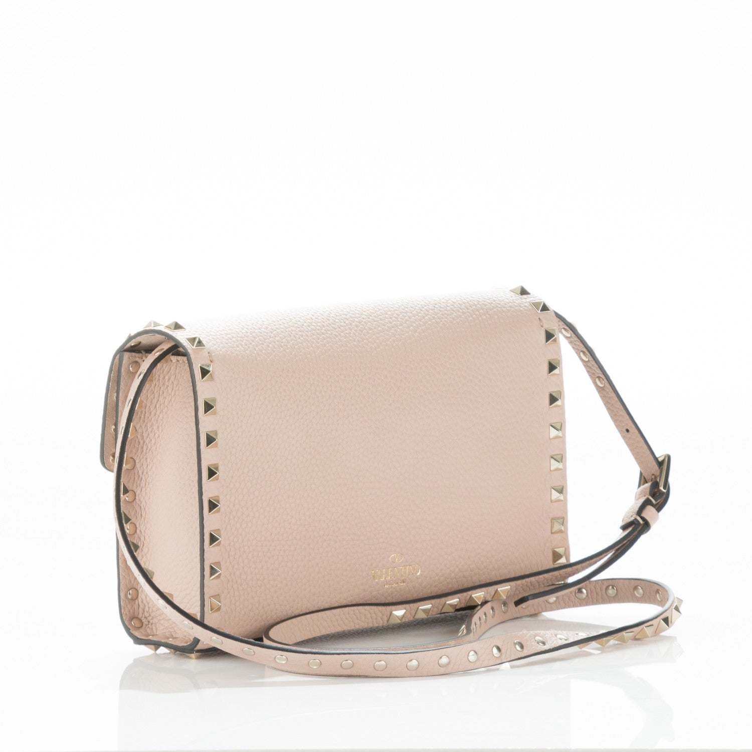 Valentino Garavani Pebbled Calfskin Medium Rockstud Flip Lock Crossbody Bag Poudre 3 of 6