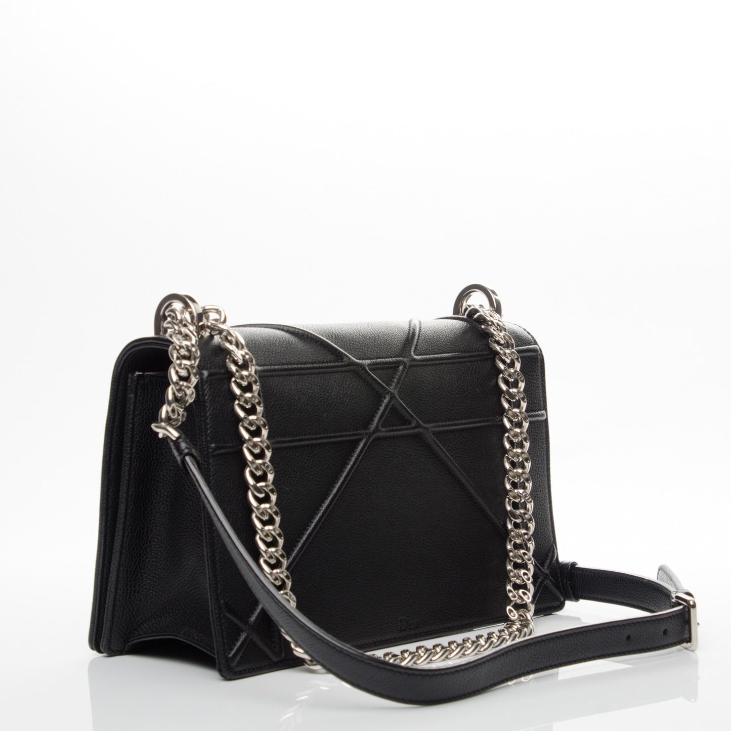 Grained Calfskin Medium Diorama Flap Bag Black