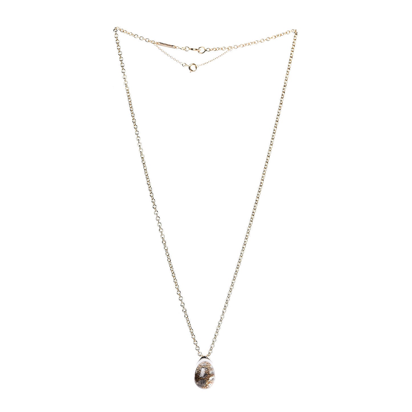 18K Yellow Gold Diamond Quartz Myst Pendant Necklace
