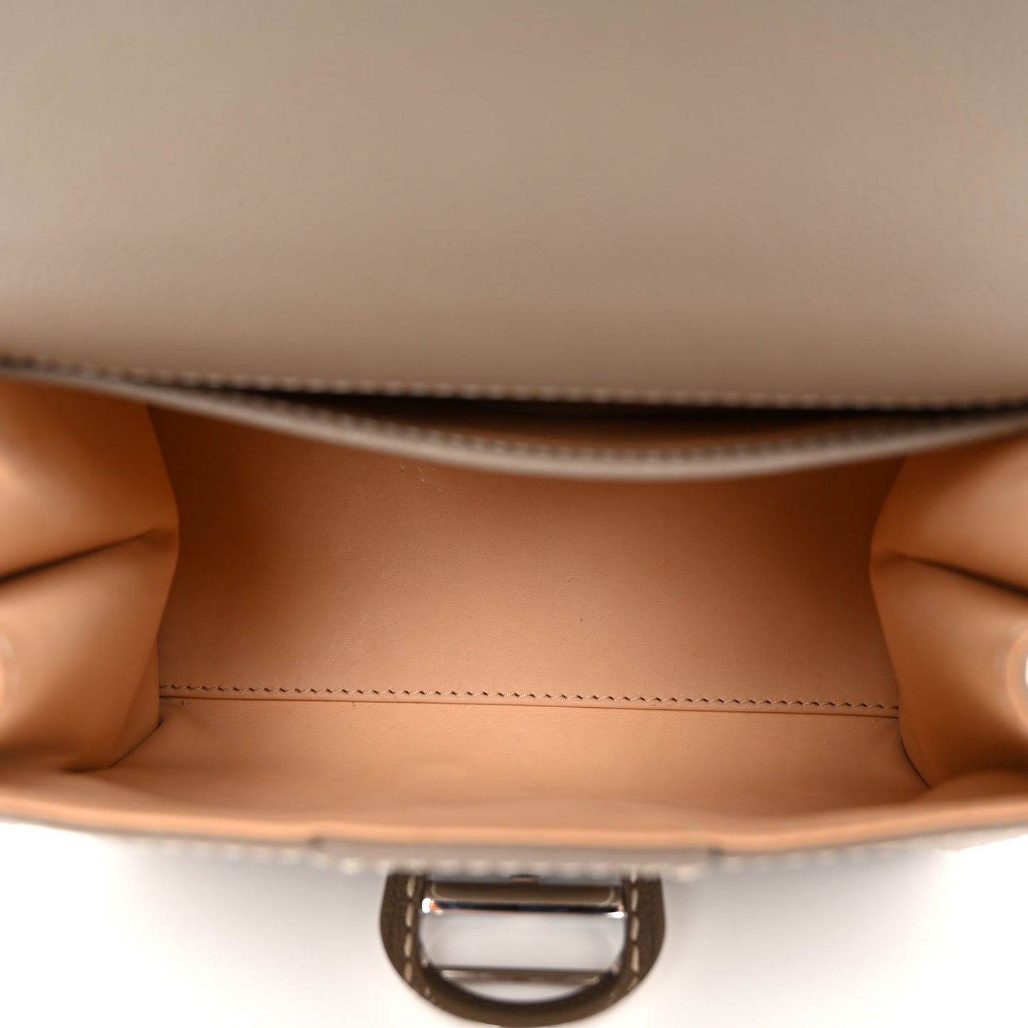 Grained Rodeo Calfskin Surpique Mini Brillant Satchel Tourterelle Ivory
