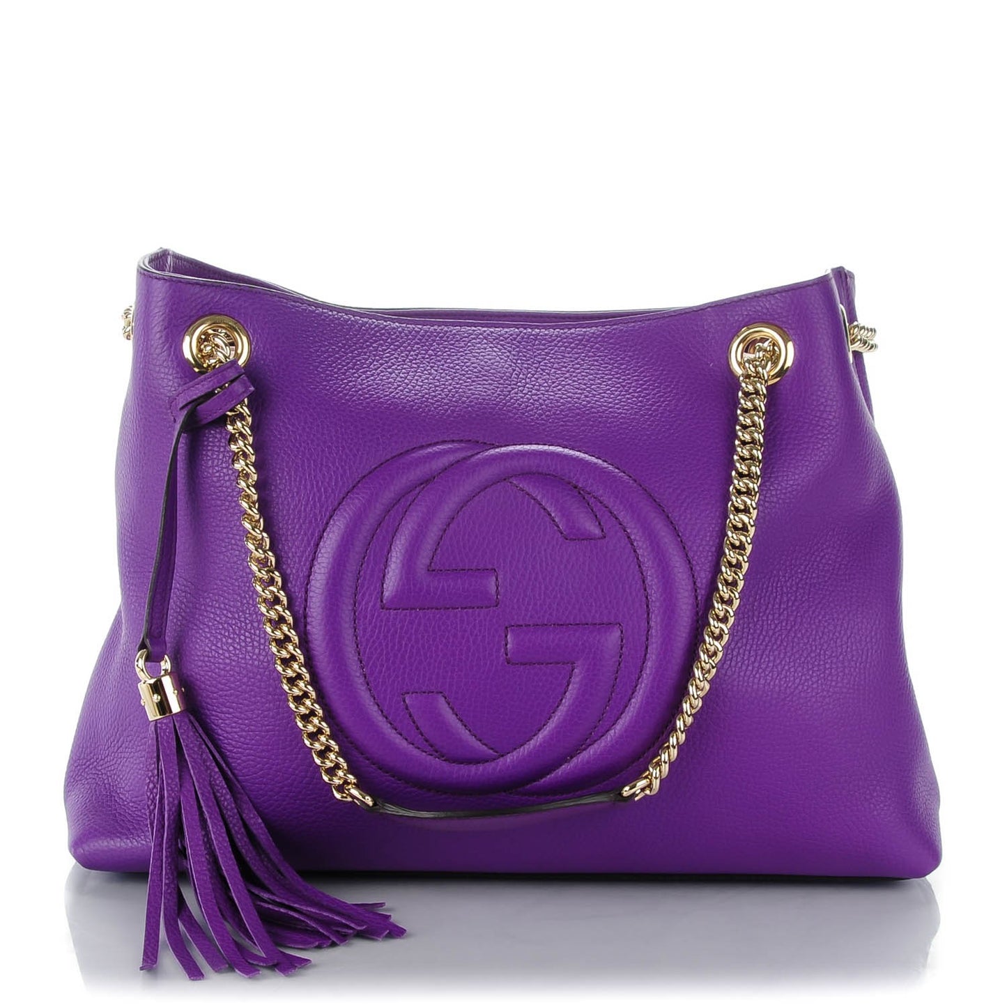 Pebbled Calfskin Medium Soho Chain Shoulder Bag Shine Purple