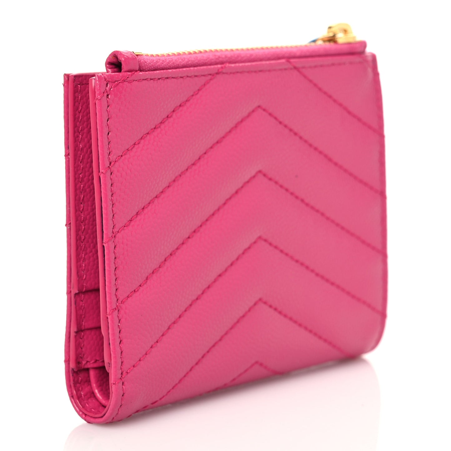 Grain De Poudre Matelasse Chevron Monogram Zipped Card Case Fresh Fuxia