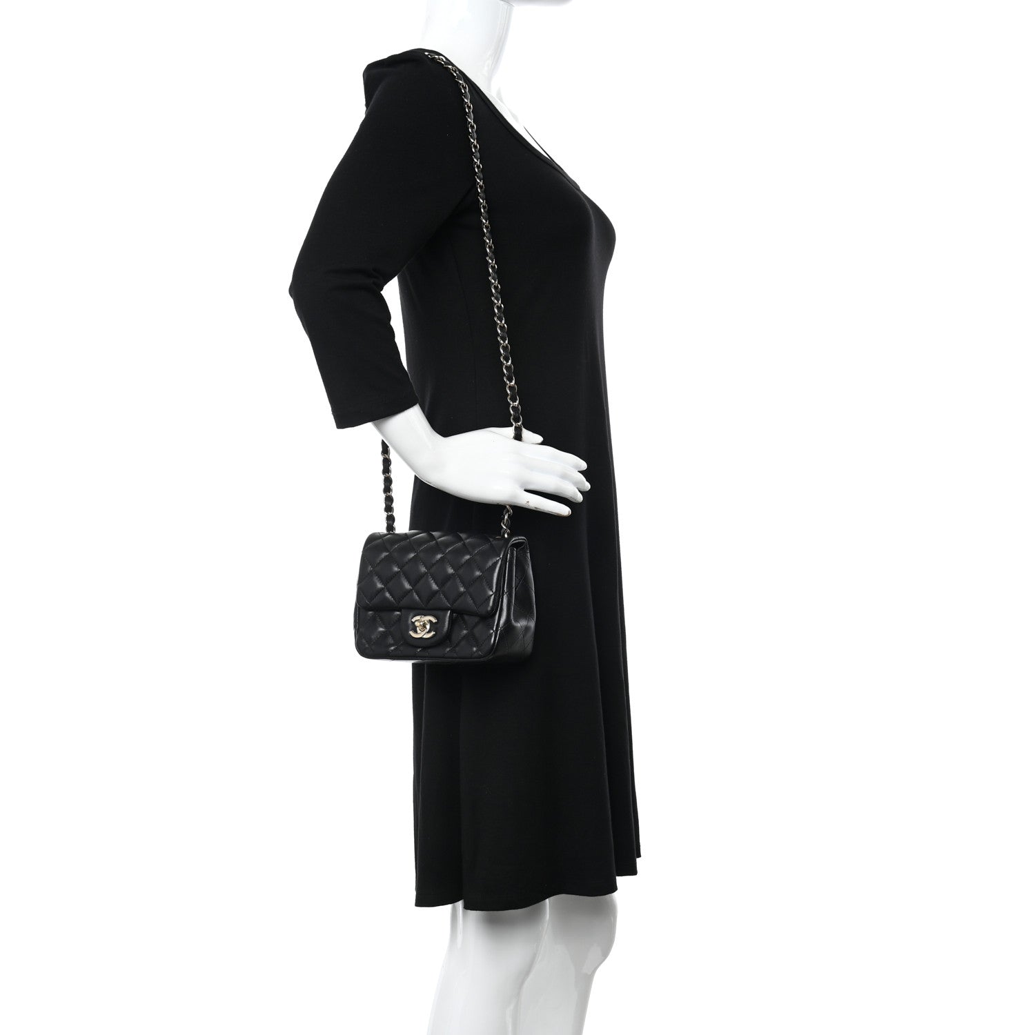 Chanel Lambskin Quilted Mini Square Flap Black 2 of 11