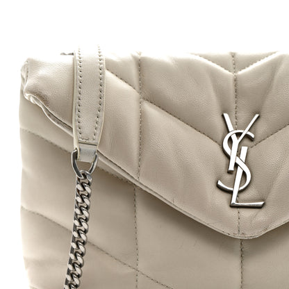 Saint Laurent Lambskin Quilted Toy Loulou Puffer Monogram Chain Satchel Crema Soft 17 of 20