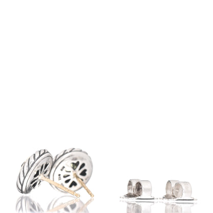 David Yurman Sterling Silver 18K Yellow Gold Peridot Cookie Cable Earrings 3 of 4