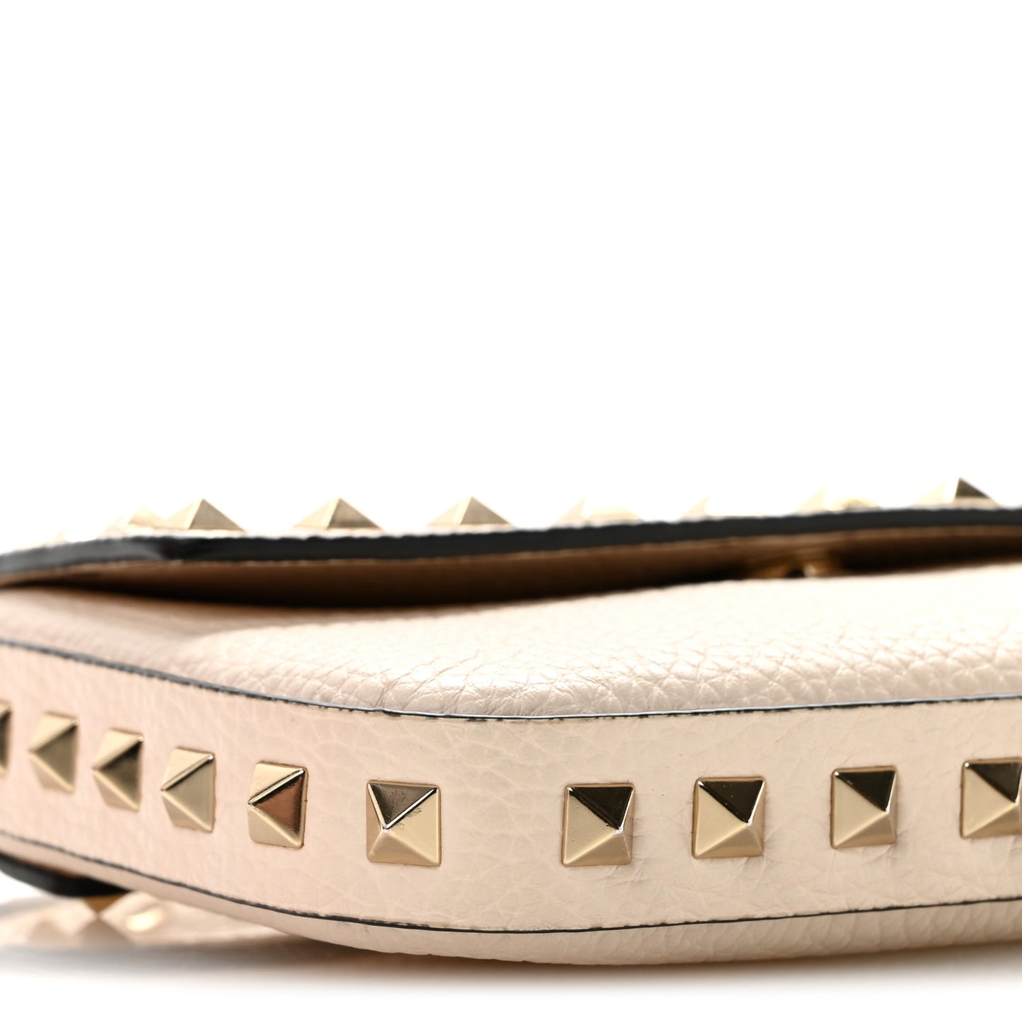 Grainy Calfskin Rockstud Crossbody Pouch Light Ivory
