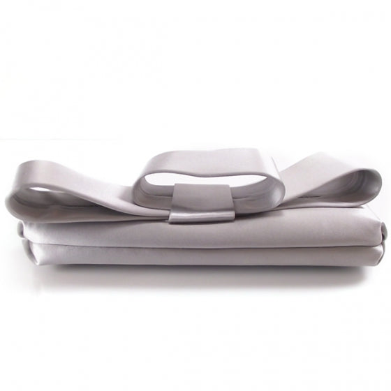 Valentino Garavani Satin Bow Clutch Silver 4 of 7