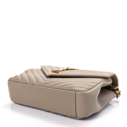 Saint Laurent Sheepskin Matelasse Chevron Monogram Medium College Bag Dark Beige 7 of 7