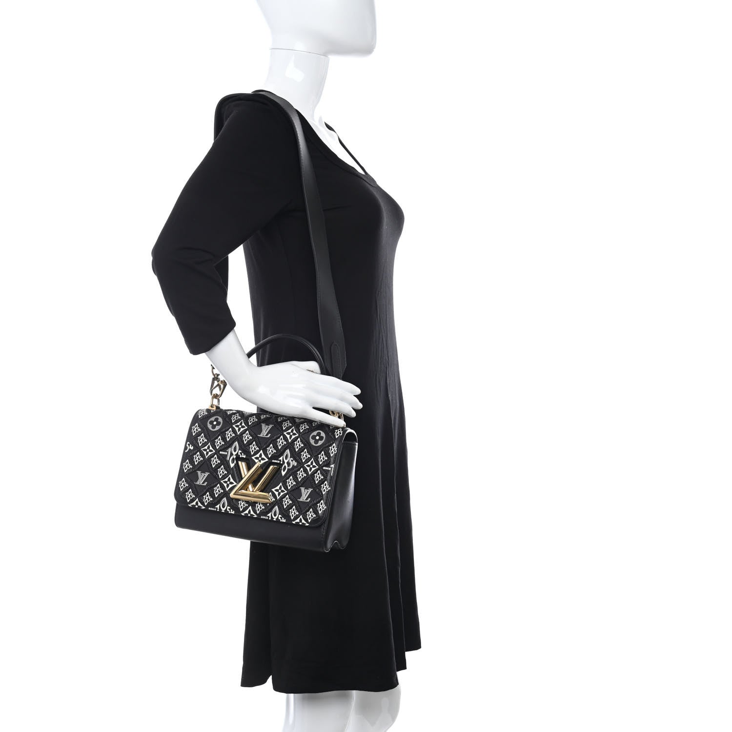 Louis Vuitton Calfskin Since 1854 Embroidered Twist MM Black 2 of 11