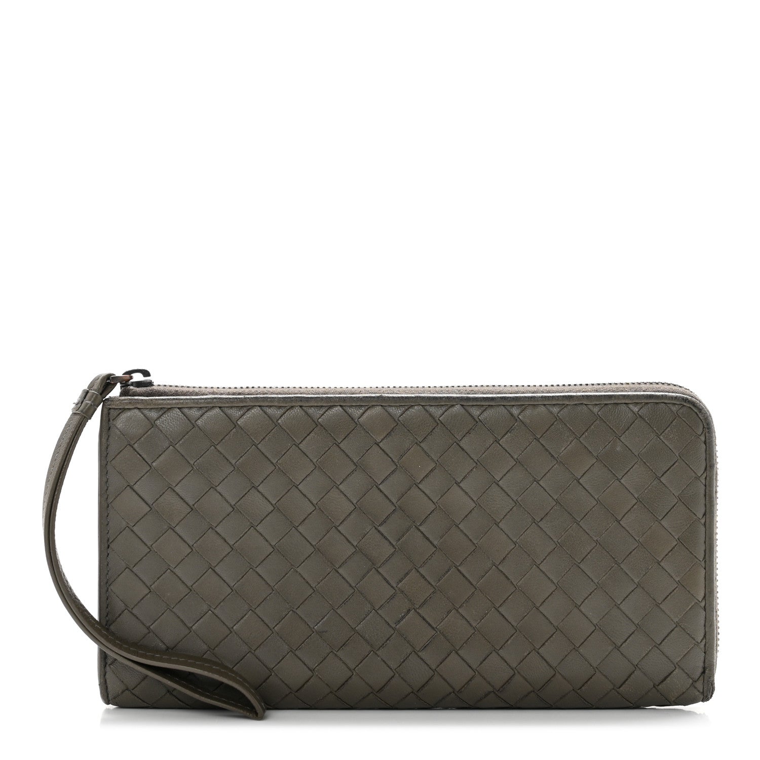 Bottega Veneta Nappa Intrecciato Half Zip Around Wallet Mud 1 of 11