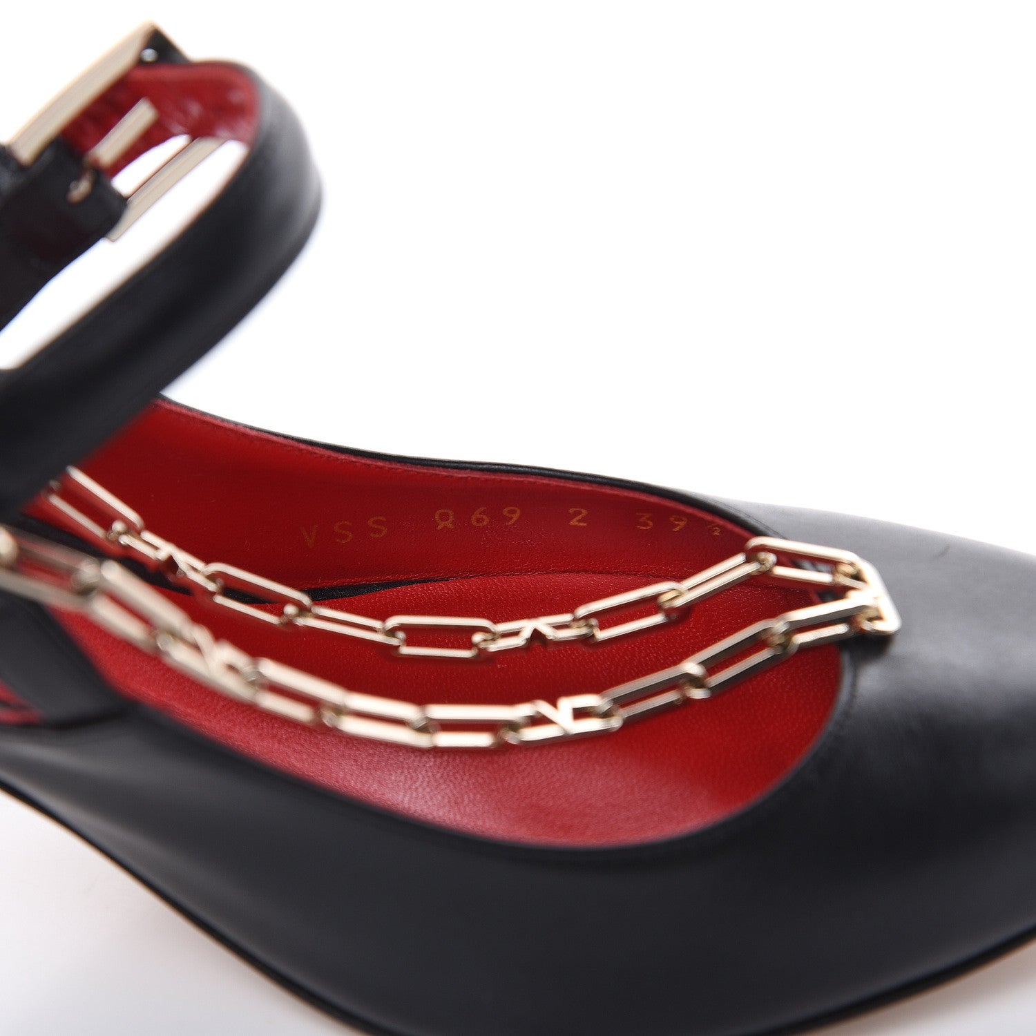 Valentino Garavani Smooth Calfskin Chain Slingback Pumps 39.5 Black 10 of 11