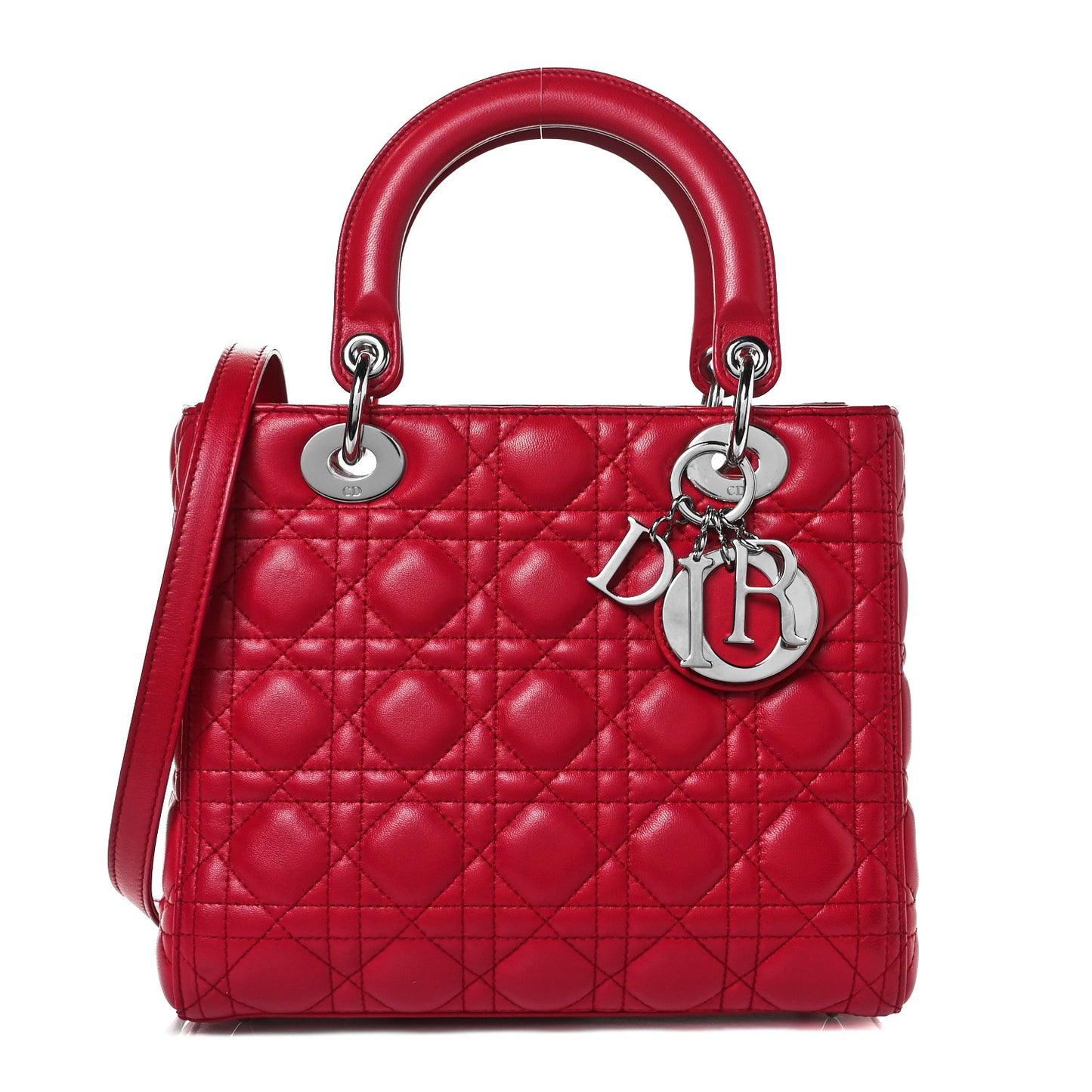 Lambskin Cannage Medium Lady Dior Red