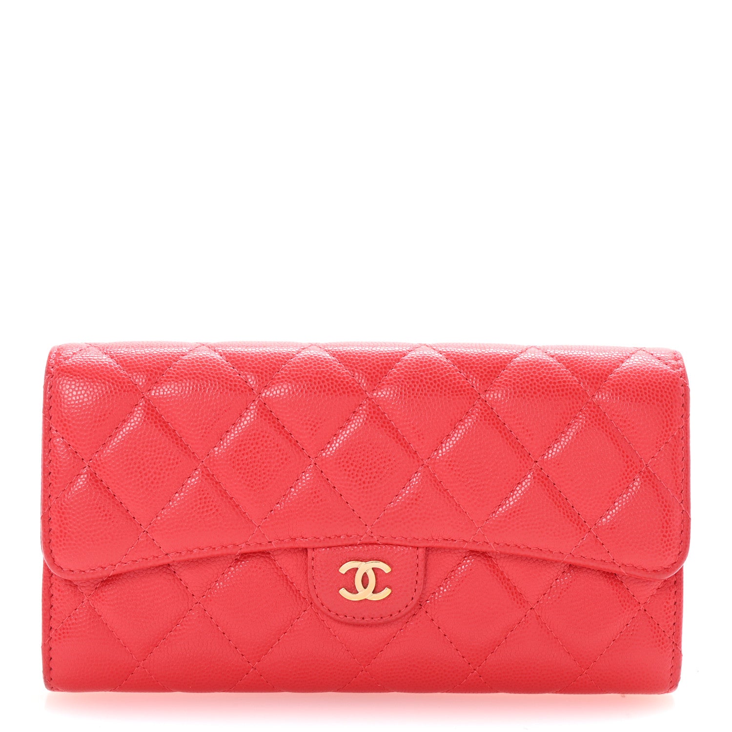 Chanel Caviar Quilted Large Gusset Flap Wallet Red 1 of 9