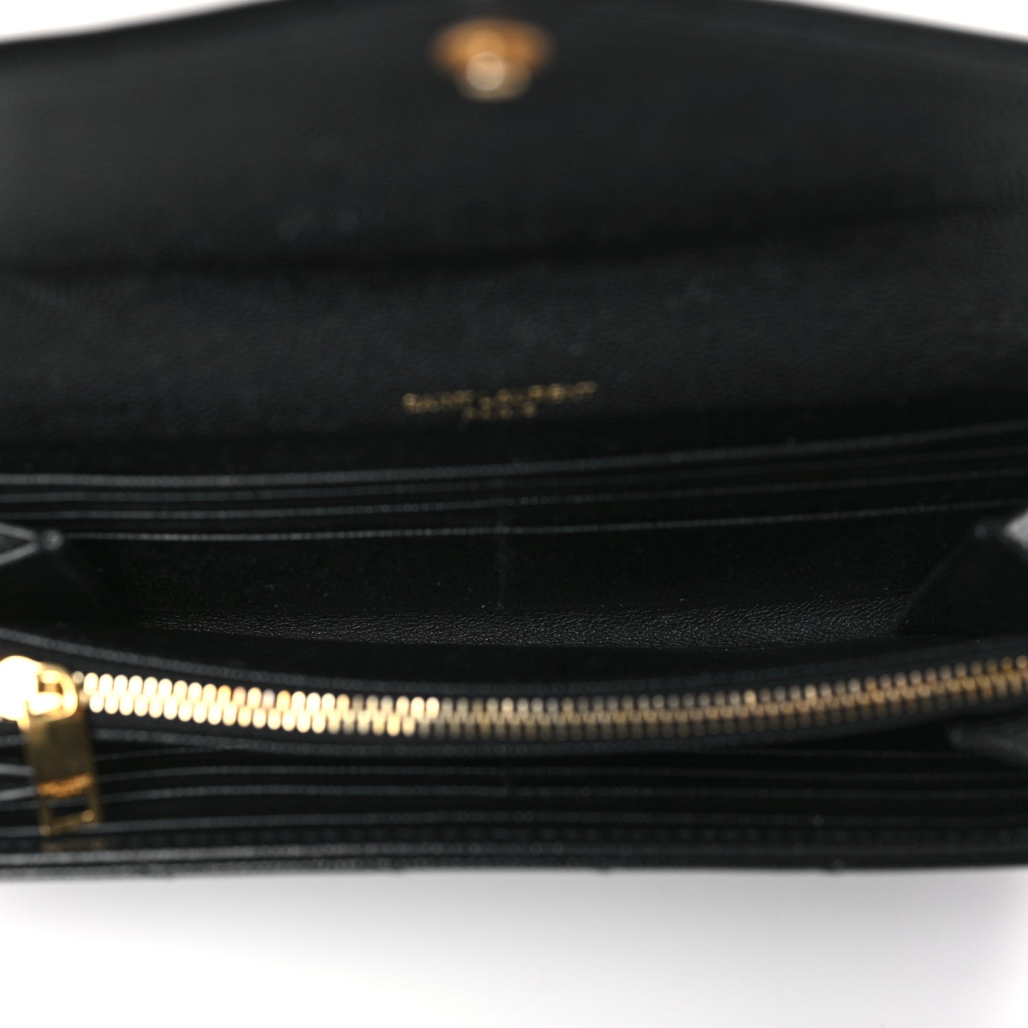 Saint Laurent Grain De Poudre Matelasse Chevron Monogram Flap Wallet Black 5 of 8