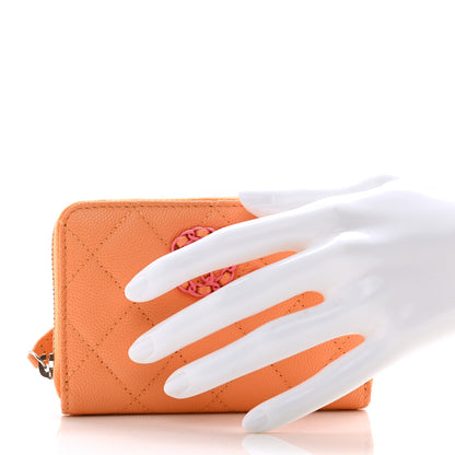 Chanel Caviar Flashy CC Zip Card Holder Wallet Orange 2 of 8