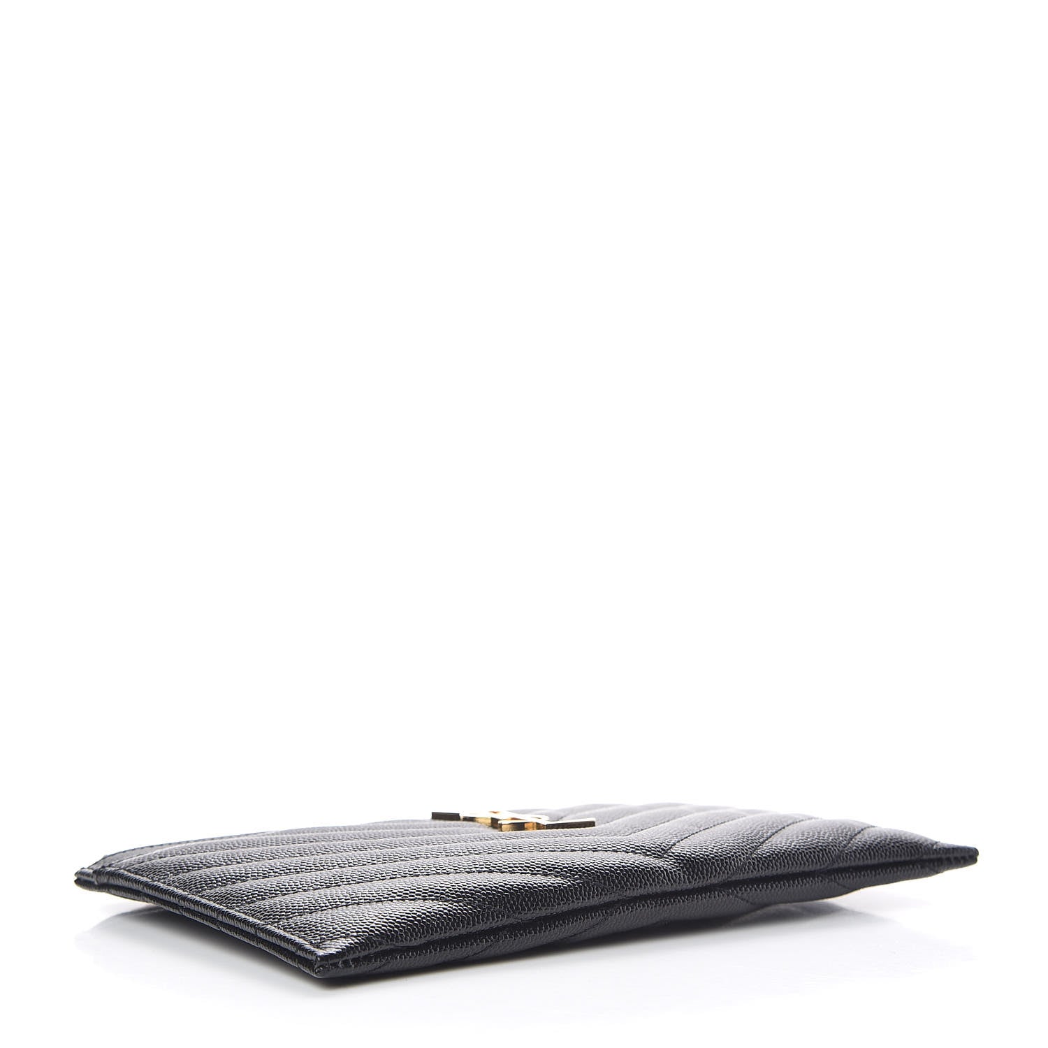 Saint Laurent Grain De Poudre Chevron Monogram Bill Pouch Black 4 of 9