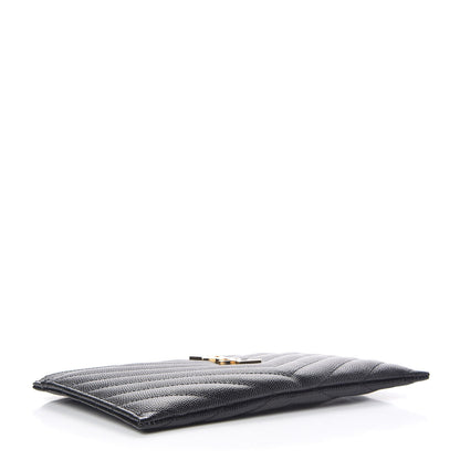 Saint Laurent Grain De Poudre Chevron Monogram Bill Pouch Black 4 of 9