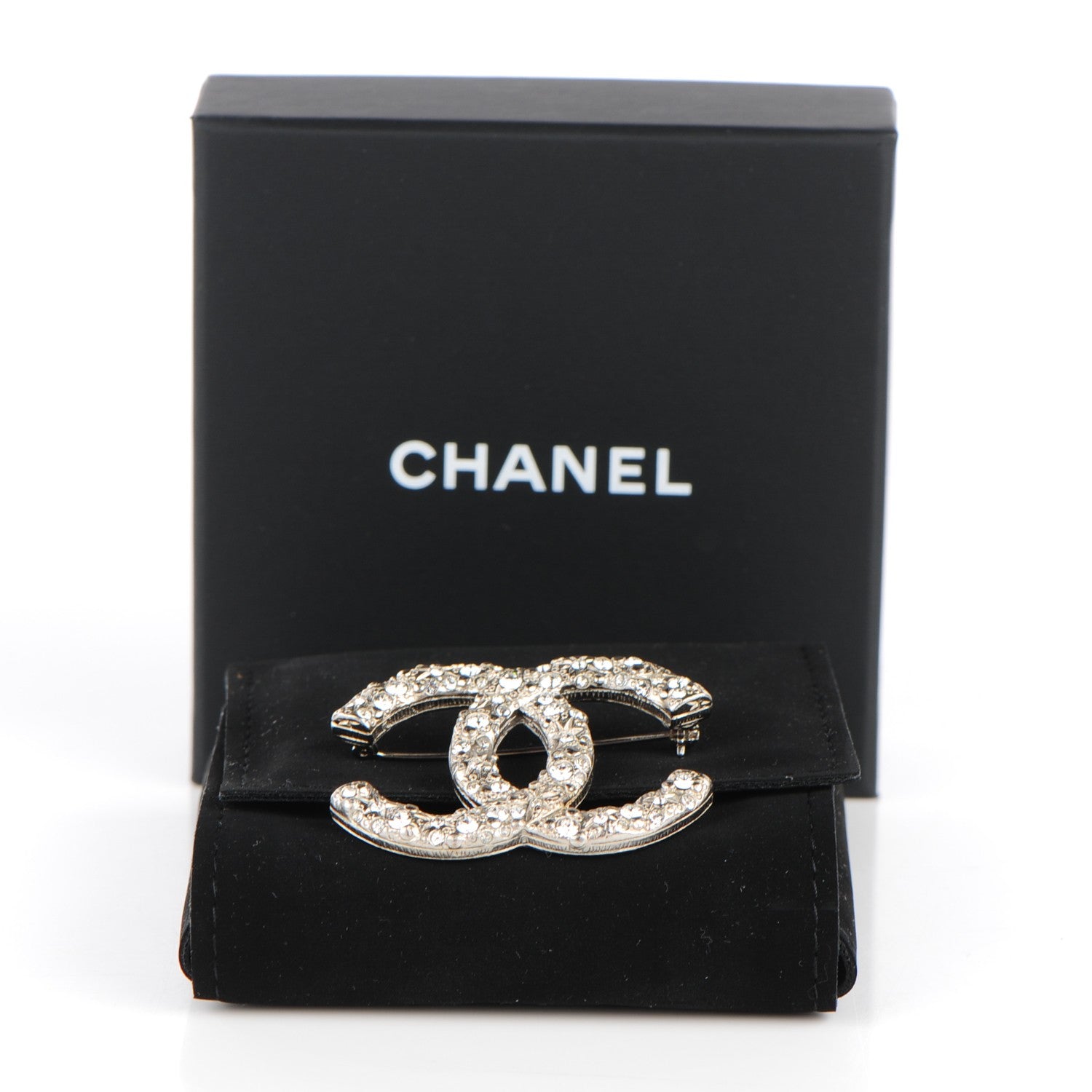 Chanel Swarovski Crystal Large CC Brooch Silver 5 of 5