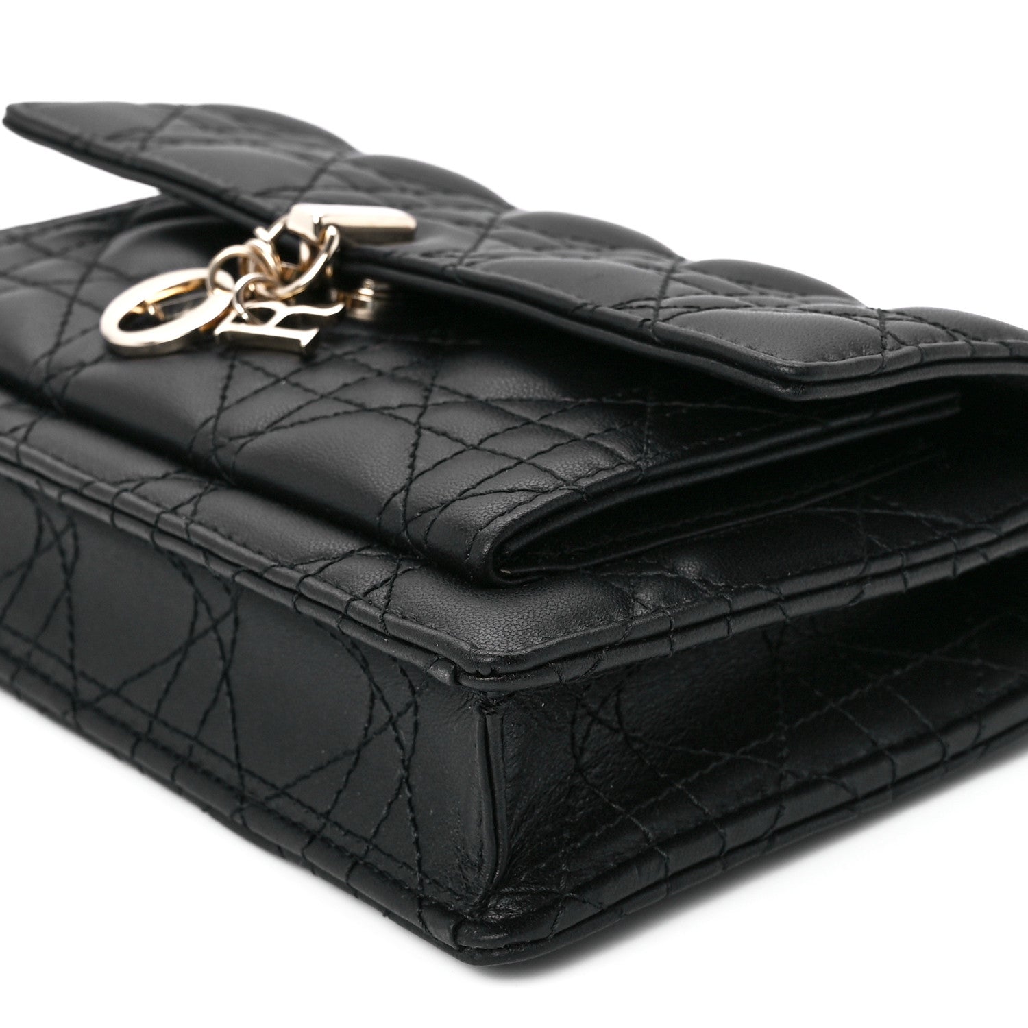 Christian Dior Lambskin Cannage Lady Dior Chain Pouch Black 11 of 12