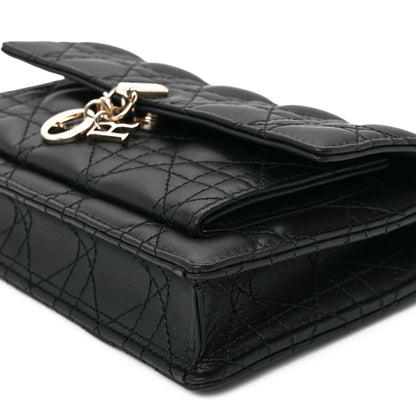 Christian Dior Lambskin Cannage Lady Dior Chain Pouch Black 11 of 12