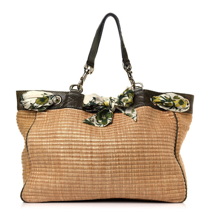 Gucci Natural Straw Leather Positano Tote 1 of 7
