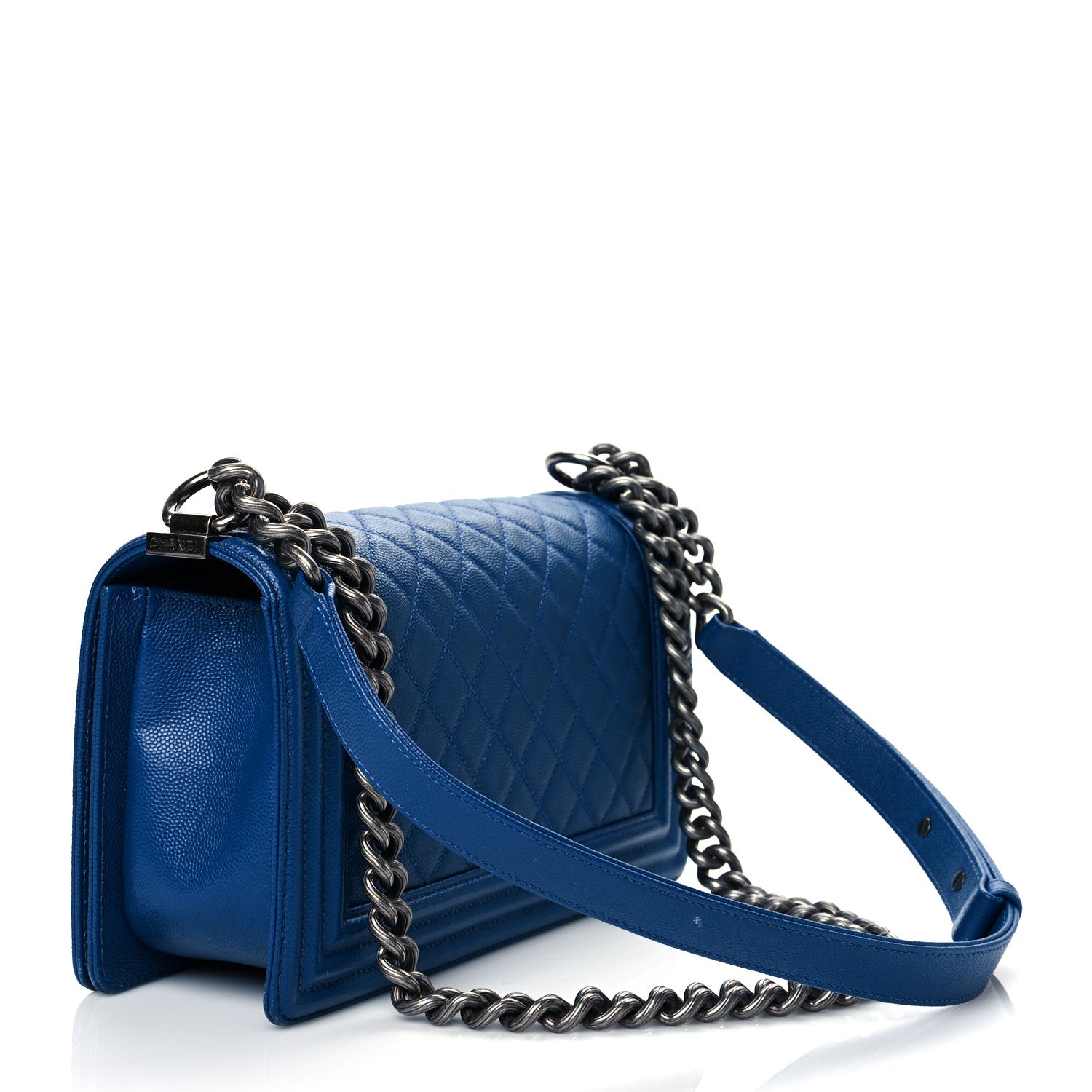 Chanel Caviar Quilted Medium Boy Flap Blue 2 of 10