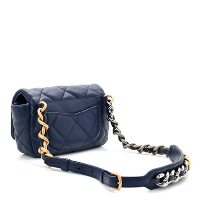 Chanel Goatskin Quilted Chanel 19 Waist Bag Dark Blue 3 of 10