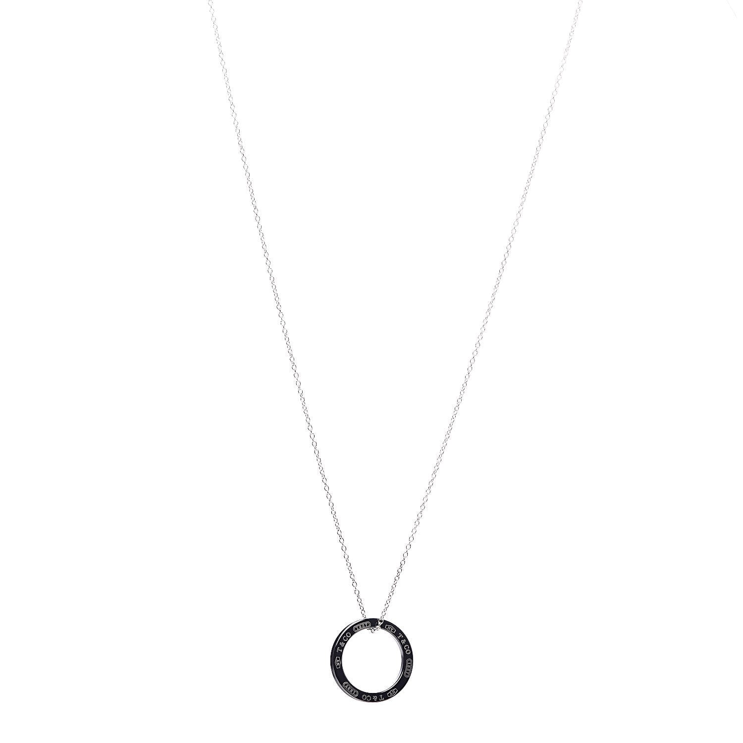 Tiffany Sterling Silver Titanium 1837 Circle Pendant Necklace 1 of 7