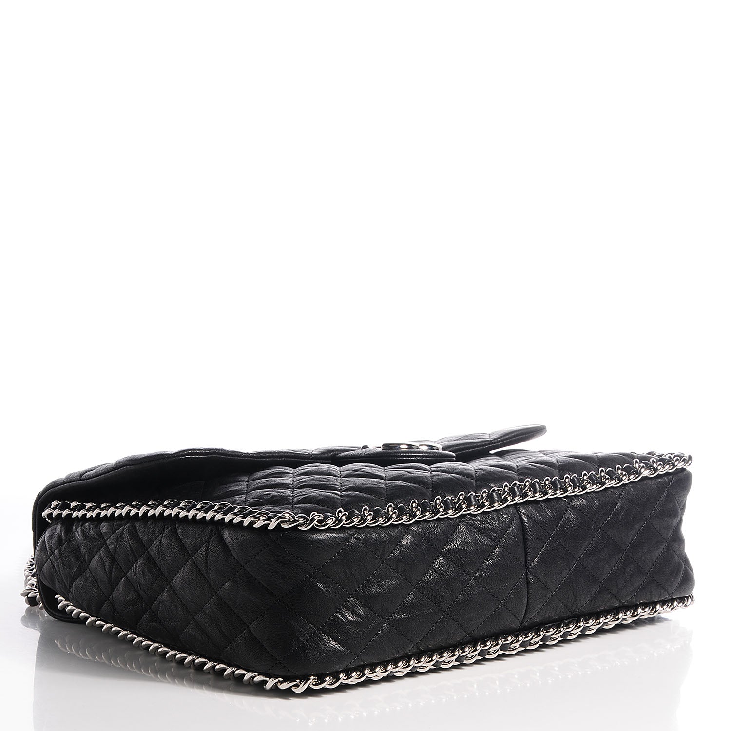 Chanel Washed Lambskin Chain Around Maxi Flap Bag Black 4 of 8
