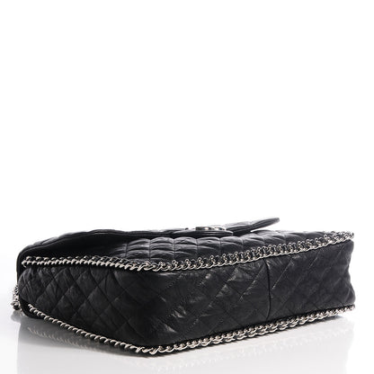 Chanel Washed Lambskin Chain Around Maxi Flap Bag Black 4 of 8