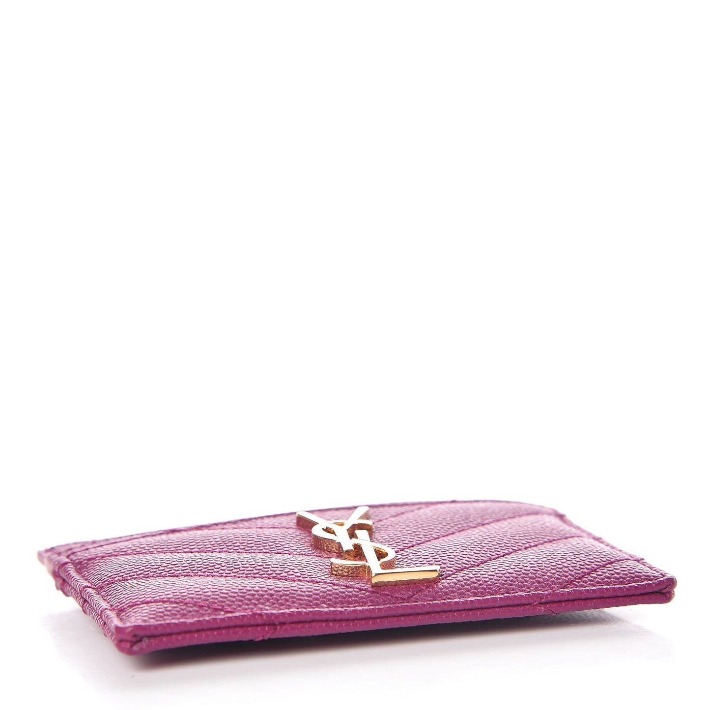 Grain De Poudre Matelasse Chevron Monogram Credit Card Case Dark Grape